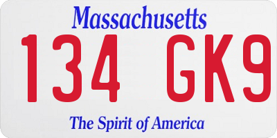 MA license plate 134GK9