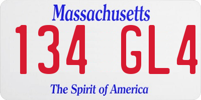 MA license plate 134GL4