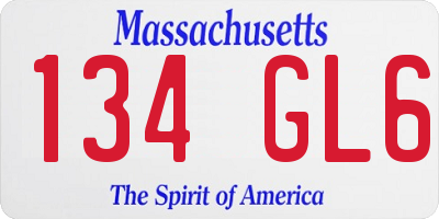 MA license plate 134GL6