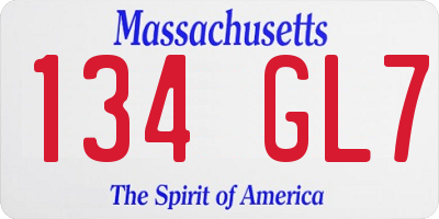 MA license plate 134GL7