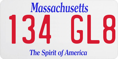 MA license plate 134GL8