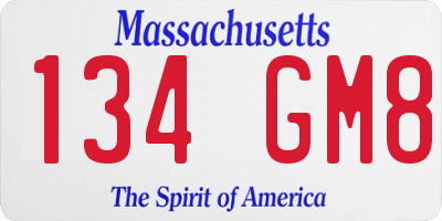 MA license plate 134GM8