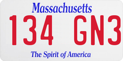 MA license plate 134GN3