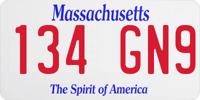 MA license plate 134GN9