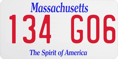 MA license plate 134GO6
