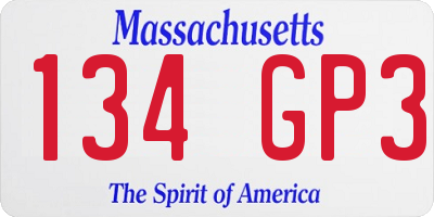 MA license plate 134GP3