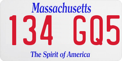 MA license plate 134GQ5