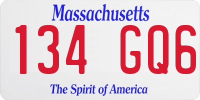 MA license plate 134GQ6