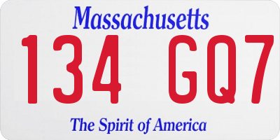 MA license plate 134GQ7