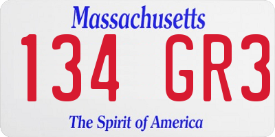 MA license plate 134GR3