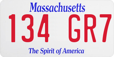 MA license plate 134GR7