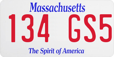 MA license plate 134GS5