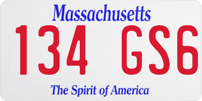 MA license plate 134GS6