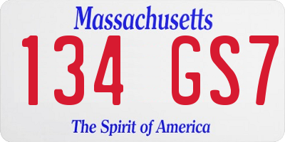 MA license plate 134GS7