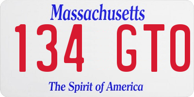MA license plate 134GT0
