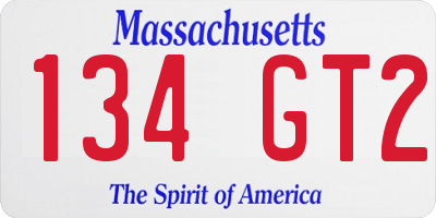 MA license plate 134GT2
