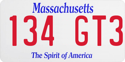 MA license plate 134GT3