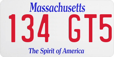 MA license plate 134GT5