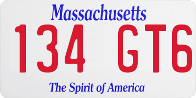 MA license plate 134GT6