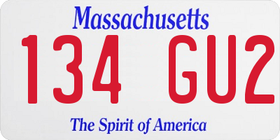 MA license plate 134GU2