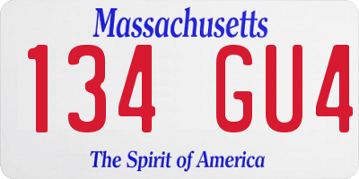 MA license plate 134GU4