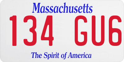 MA license plate 134GU6