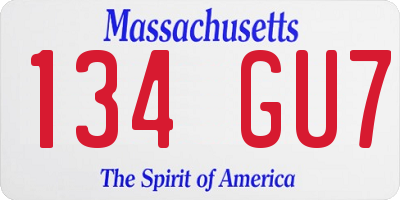 MA license plate 134GU7