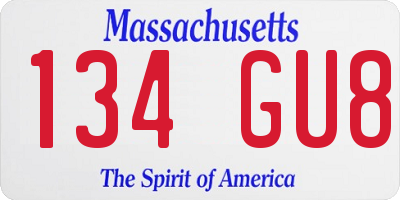 MA license plate 134GU8