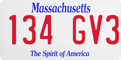 MA license plate 134GV3