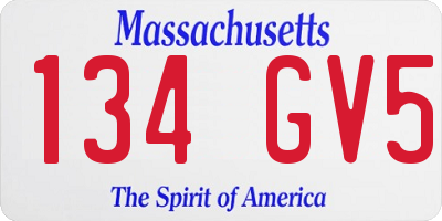 MA license plate 134GV5