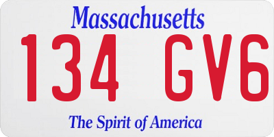 MA license plate 134GV6