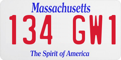 MA license plate 134GW1