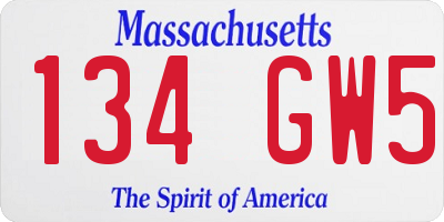 MA license plate 134GW5