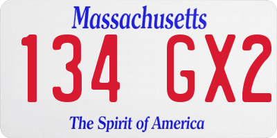 MA license plate 134GX2