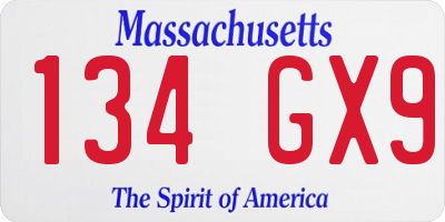 MA license plate 134GX9