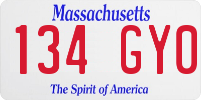 MA license plate 134GY0
