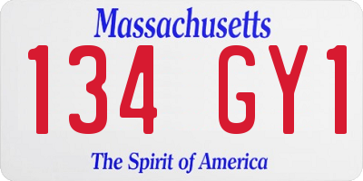 MA license plate 134GY1