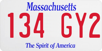 MA license plate 134GY2