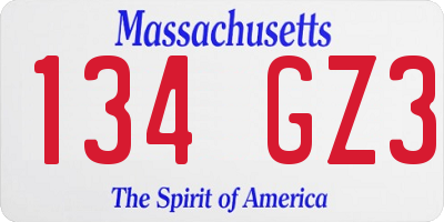 MA license plate 134GZ3