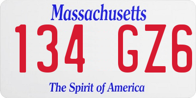 MA license plate 134GZ6