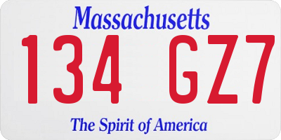 MA license plate 134GZ7