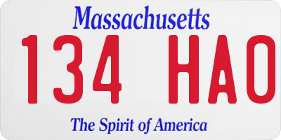 MA license plate 134HA0