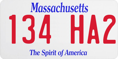 MA license plate 134HA2