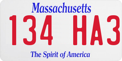 MA license plate 134HA3