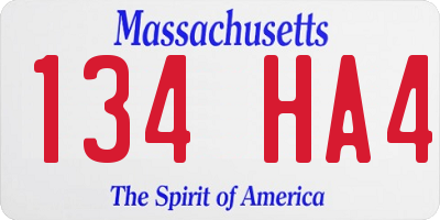 MA license plate 134HA4