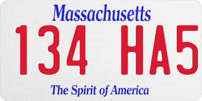 MA license plate 134HA5
