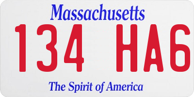 MA license plate 134HA6
