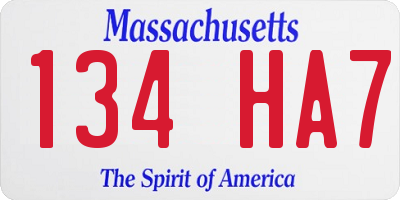 MA license plate 134HA7