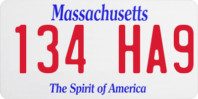 MA license plate 134HA9