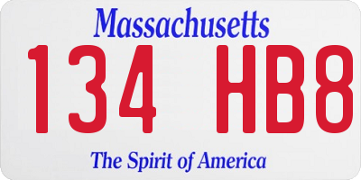MA license plate 134HB8